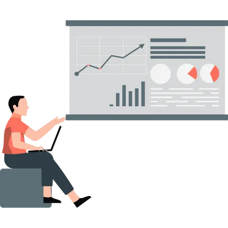 Man pointing business management graph  Illustration