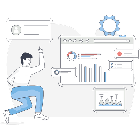 Man Pointing Business Operation  Illustration