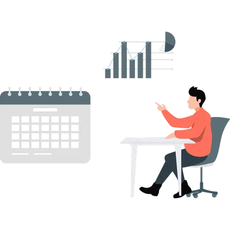 Man pointing business reminder calendar  Illustration