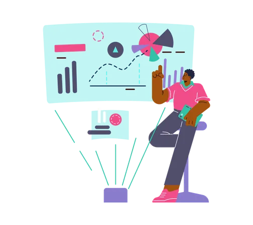 Man pointing business report  Illustration