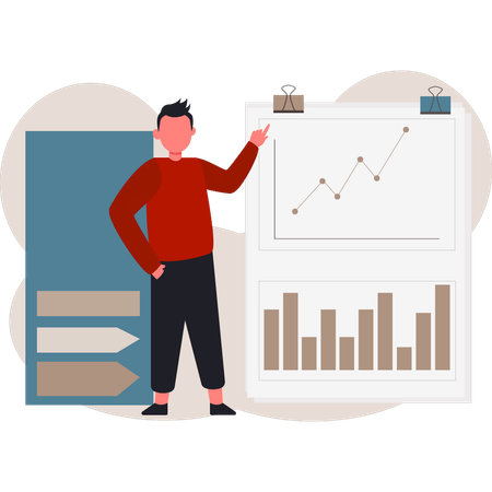 Man pointing business rising graph  Illustration