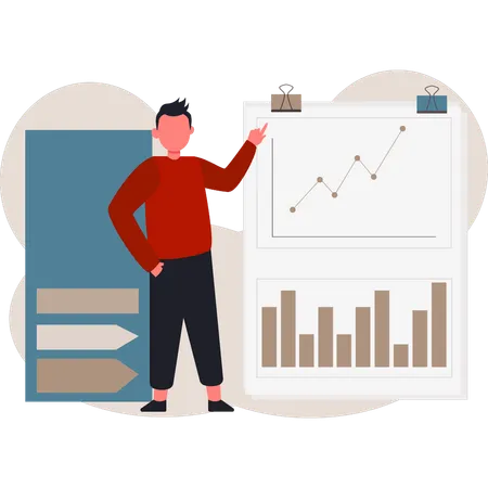 Man pointing business rising graph  Illustration