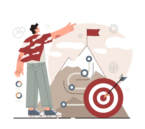 Man pointing business target  Illustration