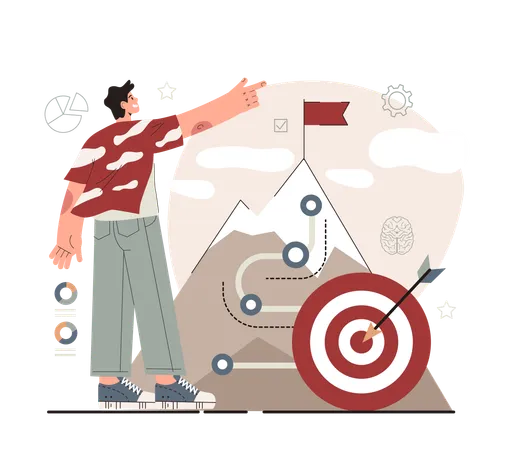 Man pointing business target  Illustration