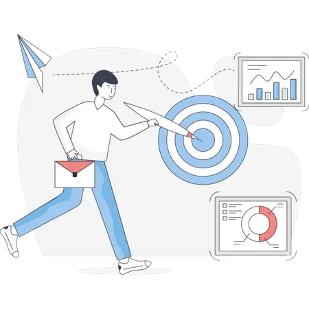 Man Pointing Business Target  Illustration