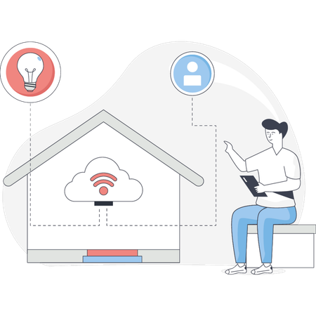 Man Pointing Cloud Wifi  Illustration
