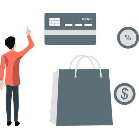 Man pointing credit card  Illustration