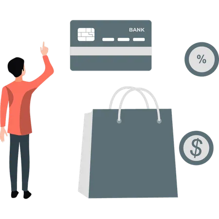 Man pointing credit card  Illustration