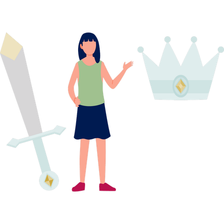 Man pointing crown and sword  Illustration