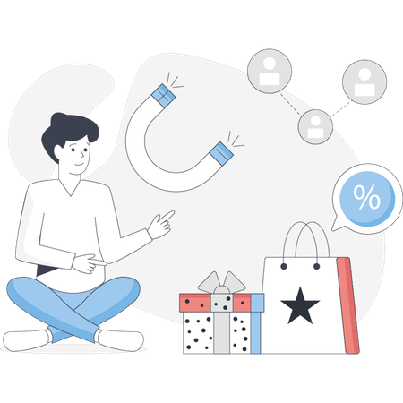 Man  pointing customer rentention  Illustration