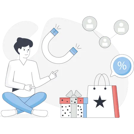 Man  pointing customer rentention  Illustration