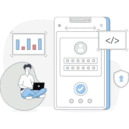 Man Pointing Data Security  Illustration