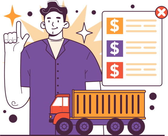 Man pointing delivery list  Illustration