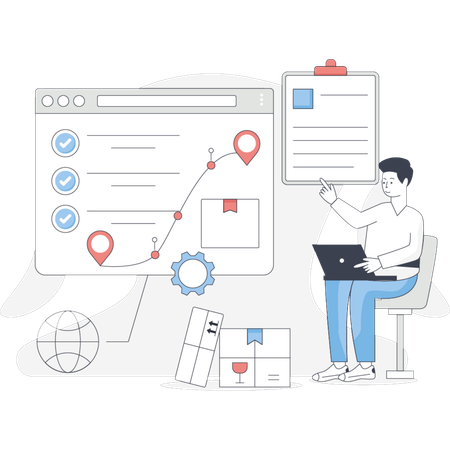 Man  pointing delivery list  Illustration