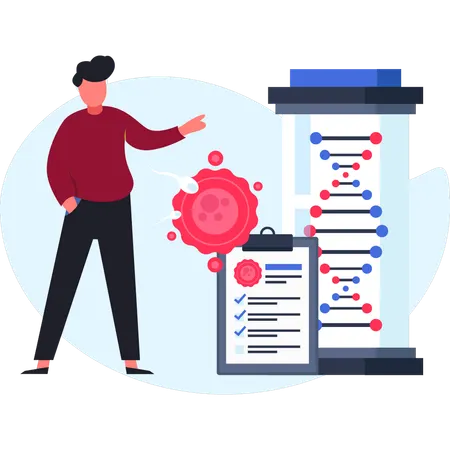 Man  pointing DN report  Illustration
