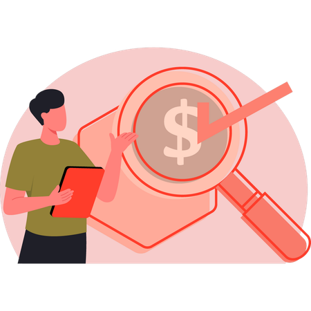 Man pointing dollar payment  Illustration