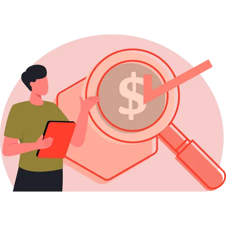 Man pointing dollar payment  Illustration