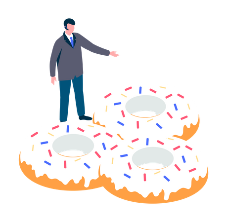 Man pointing donut Illustration