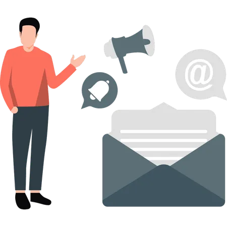 Man pointing email  Illustration