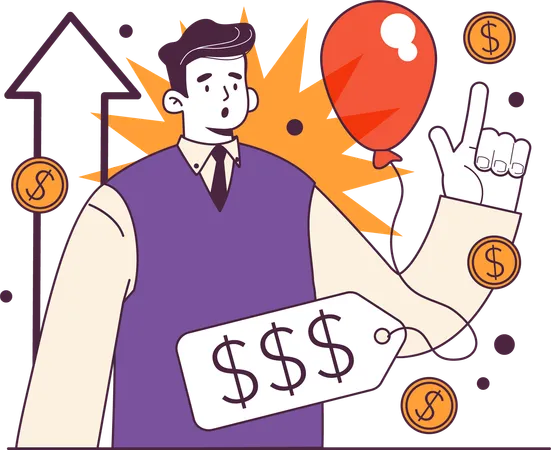 Man pointing financial growth  Illustration