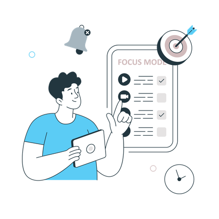 Man pointing Focus Mode  Illustration