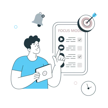 Man pointing Focus Mode  Illustration