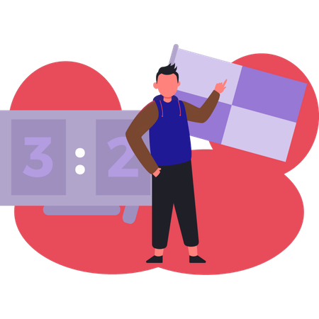 Man pointing football scoreboard  Illustration