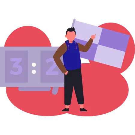 Man pointing football scoreboard  Illustration
