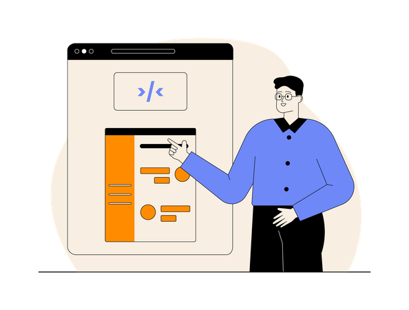 Man pointing game coding  Illustration