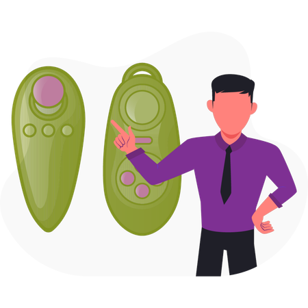 Man  pointing game controller  Illustration