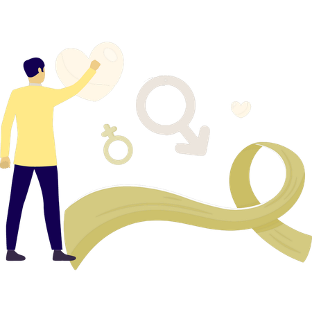Man pointing gender aids  Illustration