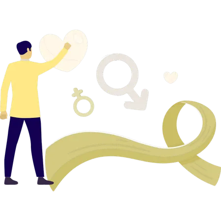 Man pointing gender aids  Illustration