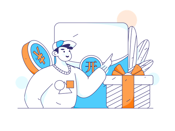 Man pointing gift  Illustration