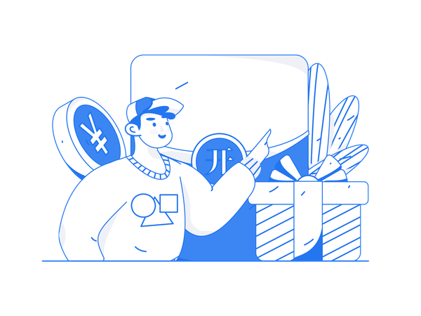 Man pointing gift  Illustration