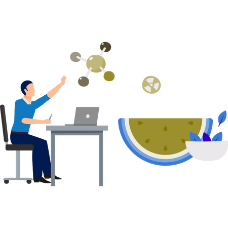 Man pointing healthy molecules  Illustration