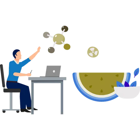 Man pointing healthy molecules  Illustration