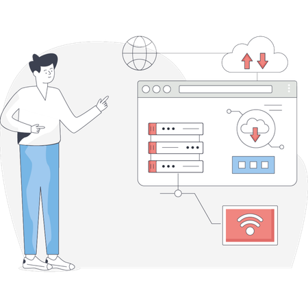 Man  pointing internet hosting  Illustration