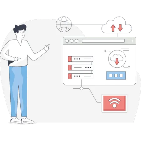 Man  pointing internet hosting  Illustration