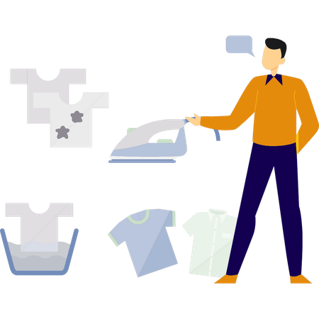 Man pointing iron cloth  Illustration