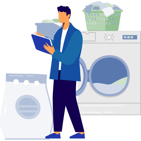 Man pointing laundry service  Illustration