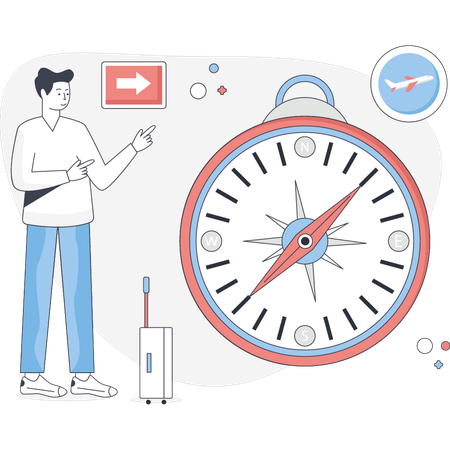 Man pointing location compass  Illustration