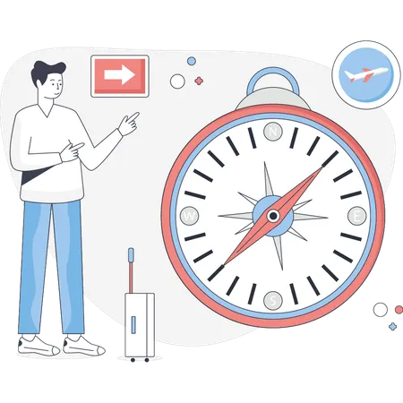 Man pointing location compass  Illustration