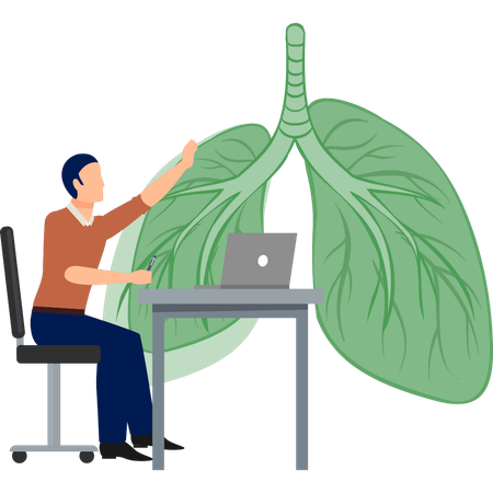 Man pointing lungs  Illustration
