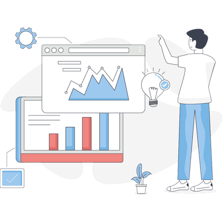Man pointing management service  Illustration
