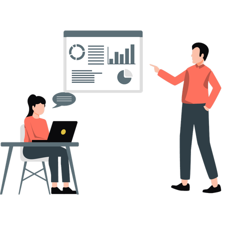 Man pointing meeting chart  Illustration