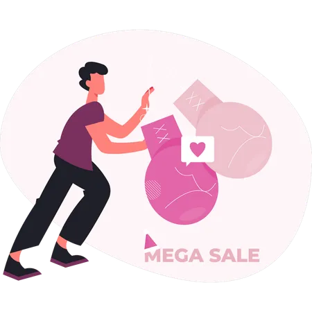 Man pointing mega sale  Illustration