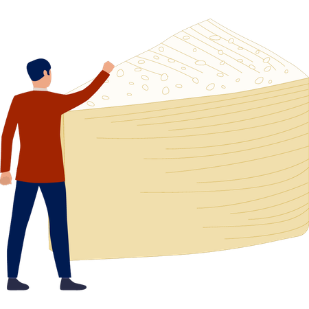 Man  pointing milky cheese  Illustration