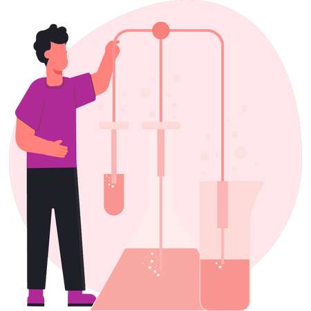 Man pointing molecule vaccine analysis  Illustration