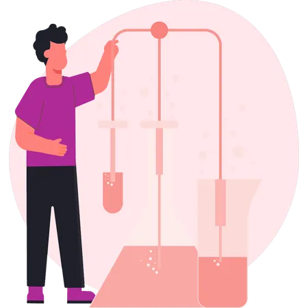 Man pointing molecule vaccine analysis  Illustration