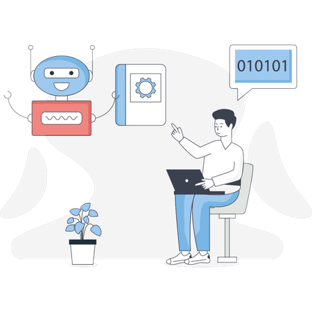 Man pointing natural language process  Illustration